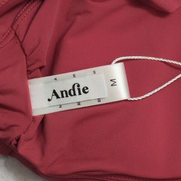 NWT Andie The Hydra Top Russet (Dark Red) Ruffled Neckline Bikini Swimwear M - Picture 4 of 8